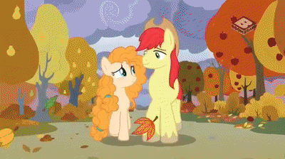 Size: 400x224 | Tagged: safe, screencap, character:bright mac, character:pear butter, species:earth pony, species:pony, ship:brightbutter, episode:the perfect pear, g4, my little pony: friendship is magic, animated, autumn, blushing, boomerang (tv channel), boomerang logo, brightabetes, clothing, cute, dawwww, feels, female, gif, hat, hug, male, mare, montage, pearabetes, previous generation, rain, scarf, seasons, shared clothing, shared scarf, shipping, snow, spring, stallion, straight, sweet dreams fuel, unshorn fetlocks, winter