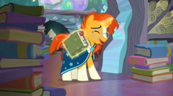 Size: 840x466 | Tagged: safe, screencap, character:sunburst, species:pony, episode:the crystalling, g4, my little pony: friendship is magic, book, solo