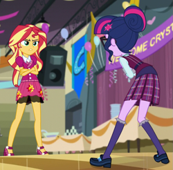 Size: 713x703 | Tagged: safe, screencap, character:sunset shimmer, character:twilight sparkle, character:twilight sparkle (scitwi), species:eqg human, equestria girls:friendship games, g4, my little pony:equestria girls, cropped