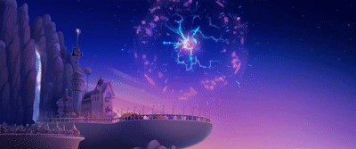Size: 400x167 | Tagged: safe, official, screencap, species:pony, my little pony: the movie (2017), animated, canterlot, fireworks, gif