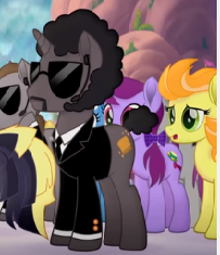 Size: 203x235 | Tagged: safe, screencap, character:berry punch, character:berryshine, species:pony, species:unicorn, my little pony: the movie (2017), clothing, cropped, male, pulp fiction, samuel l jackson, solo focus, stallion, stallion l jackson, suit, sunglasses