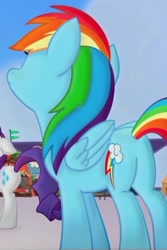 Size: 391x585 | Tagged: safe, screencap, character:rainbow dash, species:pegasus, species:pony, my little pony: the movie (2017), cropped, plot, solo focus, wings