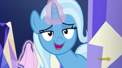Size: 795x441 | Tagged: safe, screencap, character:trixie, species:pony, species:unicorn, episode:all bottled up, g4, my little pony: friendship is magic, discovery family logo, female, mare, solo