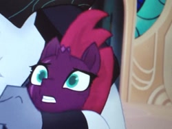 Size: 1116x837 | Tagged: safe, screencap, character:storm king, character:tempest shadow, species:pony, species:unicorn, my little pony: the movie (2017), adorable distress, broken horn, cropped, cute, eye scar, female, horn, mare, scar, solo focus, tempestbetes