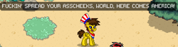 Size: 643x173 | Tagged: safe, screencap, oc, oc only, oc:blu skies, species:pony, pony town, 4th of july, american independence day, holiday, independence day, patriotic, united states, vulgar