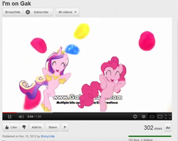 Size: 672x536 | Tagged: safe, screencap, character:pinkie pie, character:princess cadance, gak, meme, video, youtube link