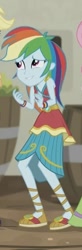 Size: 283x859 | Tagged: safe, screencap, character:rainbow dash, equestria girls:movie magic, g4, my little pony:equestria girls, clothing, cropped, india movie set, legs, outfit catalog, shoes, smiling, solo