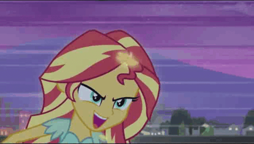 Size: 507x287 | Tagged: safe, screencap, character:sunset shimmer, episode:my past is not today, equestria girls:rainbow rocks, g4, my little pony:equestria girls, animated, gif, glow, happy, magic, running, smiling, smirk