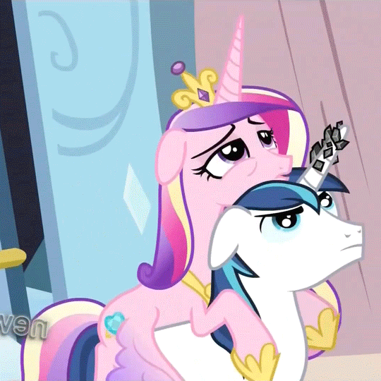 Size: 540x540 | Tagged: safe, screencap, character:princess cadance, character:shining armor, episode:the crystal empire, g4, my little pony: friendship is magic, animated, spread wings, wingboner, wings