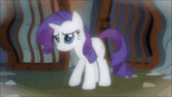 Size: 1280x720 | Tagged: safe, screencap, character:fido, character:rarity, character:rover, species:diamond dog, species:pony, species:unicorn, episode:a dog and pony show, g4, my little pony: friendship is magic, animated, cave, cute, faec, faint, imagination, screaming, sound, spot, webm