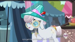 Size: 1920x1080 | Tagged: safe, screencap, character:amethyst maresbury, species:crystal pony, species:pony, episode:the crystal empire, g4, my little pony: friendship is magic, elderly, female, hub logo, mare, youtube caption