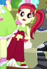 Size: 157x228 | Tagged: safe, screencap, character:fluttershy, character:microchips, character:paisley, episode:steps of pep, eqg summertime shorts, g4, my little pony:equestria girls, background human, crimson napalm, cropped, offscreen character, rose heart