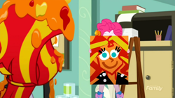 Size: 1278x719 | Tagged: safe, screencap, character:pinkie pie, character:sunset shimmer, episode:the art of friendship, eqg summertime shorts, g4, my little pony:equestria girls, bust, easel, meme origin, paint, pinkie's portrait, portrait, you tried