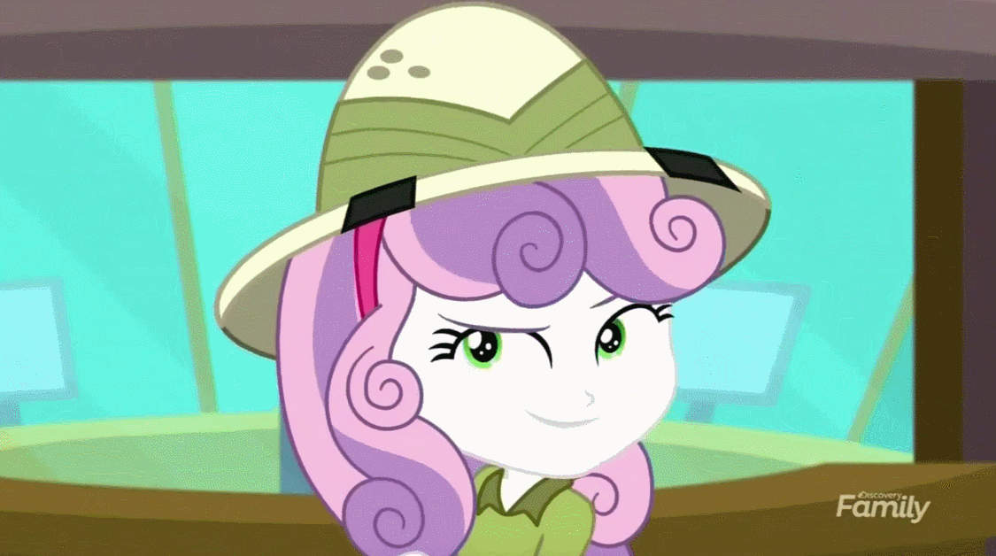 Size: 1125x628 | Tagged: safe, screencap, character:pinkie pie, character:sweetie belle, episode:the canterlot movie club, eqg summertime shorts, g4, my little pony:equestria girls, animated, flashlight (object), gif, kissy face, making faces with a flashlight, o-face
