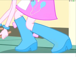 Size: 2048x1536 | Tagged: safe, screencap, character:pinkie pie, episode:the art of friendship, eqg summertime shorts, g4, my little pony:equestria girls, balloon, boots, bracelet, clothing, jewelry, legs, one millionth safe picture on derpibooru, pictures of legs, shoes, skirt