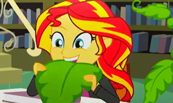 Size: 1023x609 | Tagged: safe, screencap, character:sunset shimmer, episode:epic fails, eqg summertime shorts, g4, my little pony:equestria girls, cute, humans doing horse things, shimmerbetes, sunset wants her old digestive system back