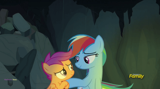 Size: 541x304 | Tagged: safe, screencap, character:rainbow dash, character:scootaloo, species:pegasus, species:pony, episode:campfire tales, g4, my little pony: friendship is magic, animated, boop, cute, cutealoo, dashabetes, dawwww, discovery family logo, fluttering, gif, hnnng, holding a pony, noseboop, nuzzling, scootalove, smiling, weapons-grade cute