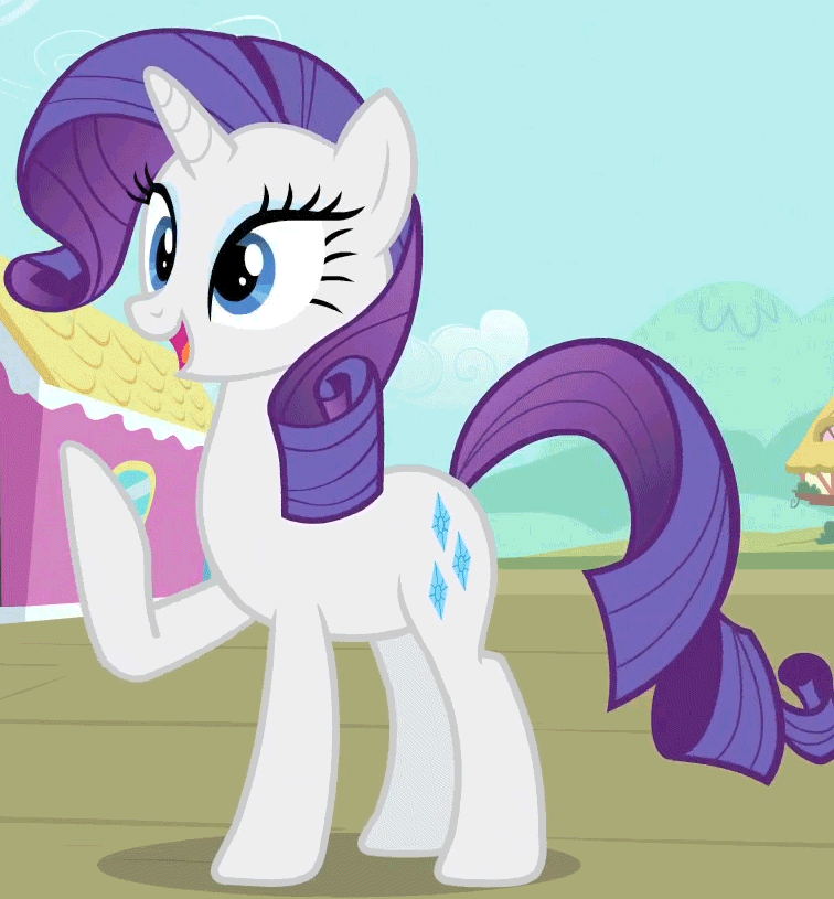 Size: 756x815 | Tagged: safe, screencap, character:rarity, species:pony, species:unicorn, episode:simple ways, g4, my little pony: friendship is magic, animated, blushing, crossed legs, cute, female, gif, laughing, loop, mare, open mouth, raised hoof, raribetes, smiling, solo, wahaha