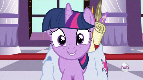 Size: 500x281 | Tagged: safe, screencap, character:twilight sparkle, character:twilight sparkle (unicorn), species:pony, species:unicorn, episode:the crystal empire, g4, my little pony: friendship is magic, animated, hub logo, saddle bag, solo