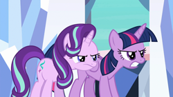 Size: 1920x1080 | Tagged: safe, screencap, character:starlight glimmer, character:twilight sparkle, character:twilight sparkle (alicorn), species:alicorn, species:pony, species:unicorn, episode:the times they are a changeling, g4, my little pony: friendship is magic, angry, duo, duo female, female, mare