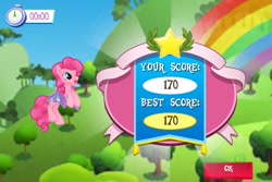 Size: 960x640 | Tagged: safe, gameloft, screencap, character:pinkie pie, species:earth pony, species:pony, clear the skies, glimmer wings
