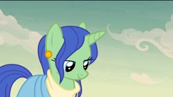 Size: 1536x862 | Tagged: safe, screencap, character:nile faras, species:pony, species:unicorn, episode:daring done, bedroom eyes, cute, ear clip, female, lidded eyes, mare, solo, somnambula resident