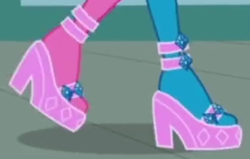 Size: 342x218 | Tagged: safe, screencap, character:rarity, episode:life is a runway, g4, my little pony:equestria girls, clothing, cropped, feet, high heels, legs, pictures of legs, platform shoes, rarity's heels, shoes