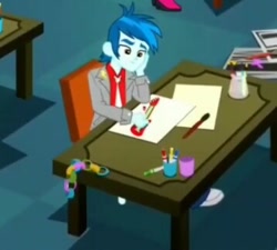 Size: 358x322 | Tagged: safe, screencap, episode:the art of friendship, eqg summertime shorts, g4, my little pony:equestria girls, background human, cropped, solo, thunderbass