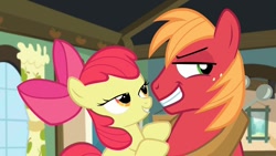 Size: 960x540 | Tagged: safe, screencap, character:apple bloom, character:big mcintosh, episode:brotherhooves social, g4, my little pony: friendship is magic, lidded eyes, out of context