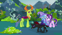 Size: 1280x720 | Tagged: safe, screencap, character:pharynx, character:starlight glimmer, character:thorax, character:trixie, species:changeling, species:pony, species:reformed changeling, species:unicorn, episode:to change a changeling, g4, my little pony: friendship is magic
