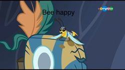 Size: 2208x1242 | Tagged: safe, screencap, episode:a health of information, g4, my little pony: friendship is magic, carousel (tv channel), flash bee, healer's mask, image macro, insect, mask, meme