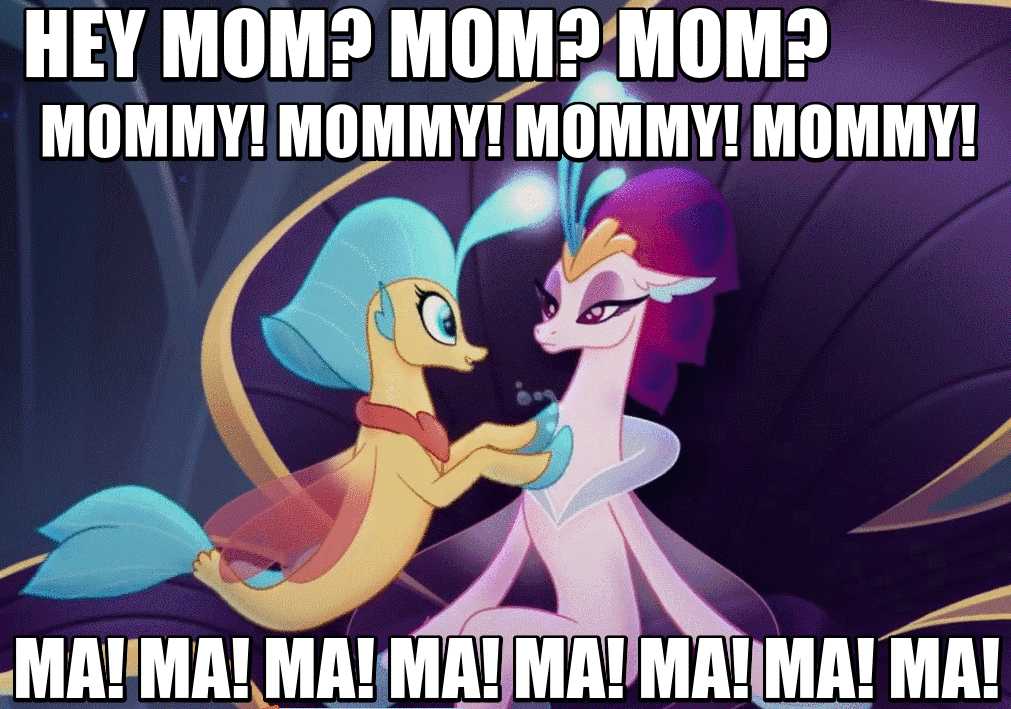 Size: 1011x709 | Tagged: safe, screencap, character:princess skystar, character:queen novo, species:seapony (g4), my little pony: the movie (2017), animated, cute, excited, family guy, female, gif, hippocampus, image macro, meme, merpony, mother and daughter, reference, skyabetes, stewie griffin