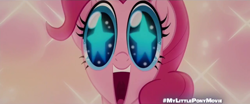 Size: 1280x532 | Tagged: safe, screencap, character:pinkie pie, species:earth pony, species:pony, my little pony: the movie (2017), cute, diapinkes, excited, female, looking at you, mare, open mouth, solo, starry eyes, wingding eyes, youtube link