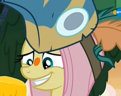 Size: 1207x962 | Tagged: safe, screencap, character:fluttershy, species:pegasus, species:pony, episode:a health of information, g4, my little pony: friendship is magic, cute, female, healer's mask, mare, mask, shyabetes, smiling, solo, swamp fever