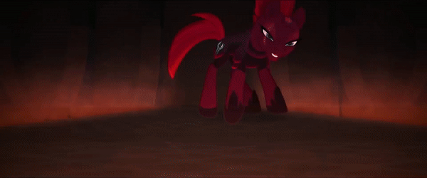 Size: 600x250 | Tagged: safe, screencap, character:tempest shadow, species:pony, species:unicorn, my little pony: the movie (2017), animated, armor, broken horn, female, gif, mare, open up your eyes, singing, solo
