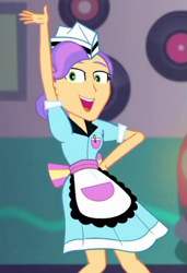 Size: 545x798 | Tagged: safe, screencap, episode:coinky-dink world, eqg summertime shorts, g4, my little pony:equestria girls, cropped, diner, diner uniform, solo, tip top, waitress