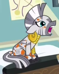 Size: 245x303 | Tagged: safe, screencap, character:zecora, species:zebra, episode:a health of information, g4, my little pony: friendship is magic, cropped, cute, hoers, open mouth, solo, swamp fever, zecorable