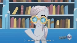 Size: 1561x867 | Tagged: safe, screencap, character:amethyst maresbury, species:crystal pony, species:pony, episode:the crystal empire, g4, my little pony: friendship is magic, elderly, female, hub logo, mare, youtube caption, youtube link