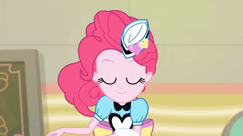 Size: 800x450 | Tagged: safe, screencap, character:pinkie pie, episode:coinky-dink world, eqg summertime shorts, g4, my little pony:equestria girls, animated, clothing, explosion, food, gif, hat, ice cream, magic, server pinkie pie, solo, sprinkles, waitress