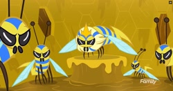 Size: 1919x1015 | Tagged: safe, screencap, episode:a health of information, g4, my little pony: friendship is magic, angry, bee, beehive, flash bee, honeycomb (structure), insect, queen, queen bee