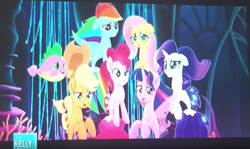 Size: 1059x633 | Tagged: safe, screencap, character:applejack, character:fluttershy, character:pinkie pie, character:rainbow dash, character:rarity, character:spike, character:twilight sparkle, character:twilight sparkle (alicorn), species:alicorn, species:pony, species:seapony (g4), my little pony: the movie (2017), live with kelly rippa, puffer fish, seaponified, seapony applejack, seapony fluttershy, seapony pinkie pie, seapony rainbow dash, seapony rarity, seapony twilight, species swap, spike the pufferfish, youtube link