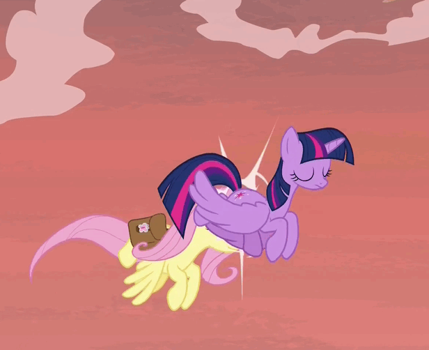 Size: 616x502 | Tagged: safe, screencap, character:fluttershy, character:twilight sparkle, character:twilight sparkle (alicorn), species:alicorn, species:pony, episode:a health of information, g4, my little pony: friendship is magic, bump, gif, non-animated gif, out of context