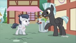 Size: 1320x742 | Tagged: safe, screencap, character:rumble, character:thunderlane, species:pegasus, species:pony, episode:marks and recreation, g4, my little pony: friendship is magic, colt, discovery family logo, male