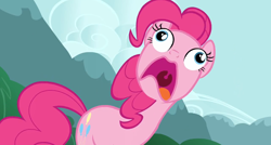 Size: 1918x1030 | Tagged: safe, screencap, character:pinkie pie, episode:too many pinkie pies, g4, my little pony: friendship is magic, clone, faec, le gasp, open mouth, pinkie clone, pinkie frogmouth, screaming, uvula, wide eyes