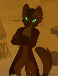 Size: 515x675 | Tagged: safe, screencap, character:capper dapperpaws, species:abyssinian, species:anthro, species:digitigrade anthro, my little pony: the movie (2017), clothing, coat, cropped, male, shadow, solo