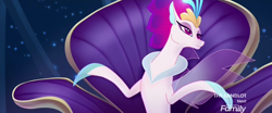 Size: 1920x800 | Tagged: safe, screencap, character:queen novo, species:seapony (g4), my little pony: the movie (2017), discovery family logo, queen, solo, throne