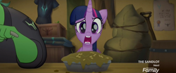 Size: 1920x800 | Tagged: safe, screencap, character:boyle, character:twilight sparkle, character:twilight sparkle (alicorn), species:alicorn, species:pony, my little pony: the movie (2017), discovery family logo, disgusted, parrot pirates, pirate