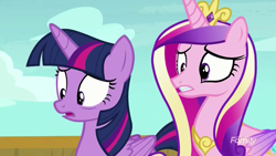 Size: 1280x720 | Tagged: safe, screencap, character:princess cadance, character:twilight sparkle, character:twilight sparkle (alicorn), species:alicorn, species:pony, episode:once upon a zeppelin, g4, my little pony: friendship is magic