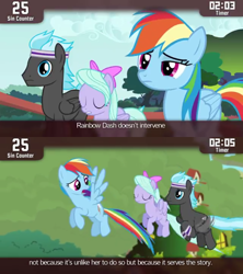 Size: 854x960 | Tagged: safe, screencap, character:flitter, character:rainbow dash, episode:it ain't easy being breezies, g4, my little pony: friendship is magic, cinemare sins, thunderclap