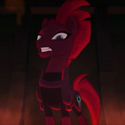 Size: 800x800 | Tagged: safe, screencap, character:tempest shadow, species:pony, my little pony: the movie (2017), armor, broken horn, open up your eyes, solo